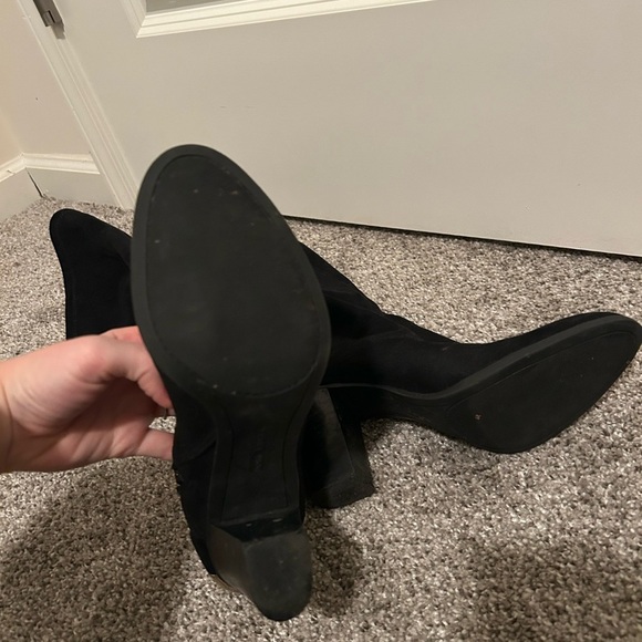 Marc Fisher black suede knee high boots with gold accents - Picture 7 of 9